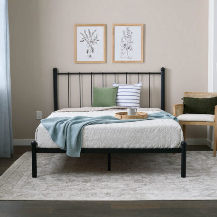 Calista Metal Slat Headboard Bed - Chic Decora