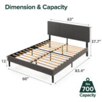 Cambril 38 inch Upholstered Platform Bed Frame with Sustainable Bamboo Slats - Chic Decora