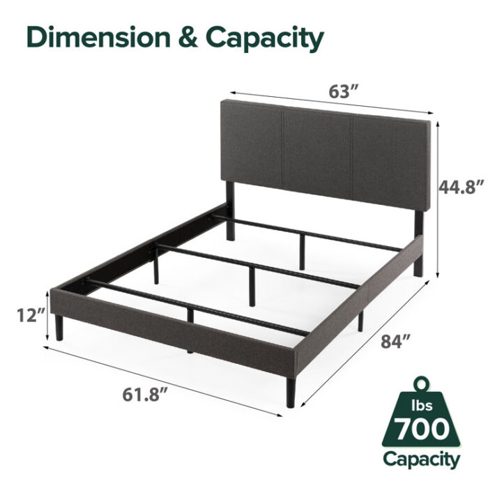 Cambril 45 inch Upholstered Bed Frame - Chic Decora