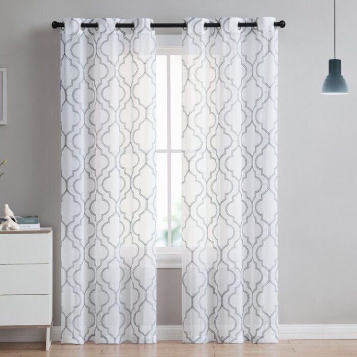 Cariss Polyester Sheer Curtain Pair (Set of 2) - Chic Decora