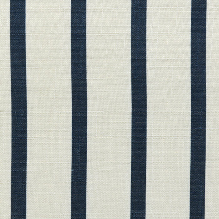 Cariya Upholstered White and Navy Stripe Coastal Solid Wood Bed - Chic Decora