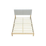 Cariya Upholstered White and Navy Stripe Coastal Solid Wood Bed - Chic Decora