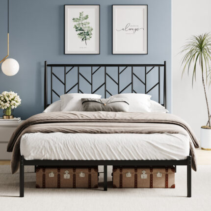 Upholstered Metal Platform Bed - Chic Decora