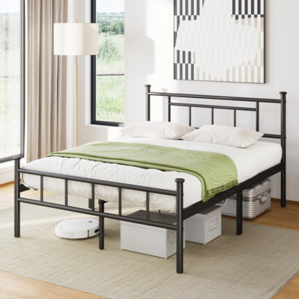 Upholstered Metal Bookcase Storage Bed - Chic Decora