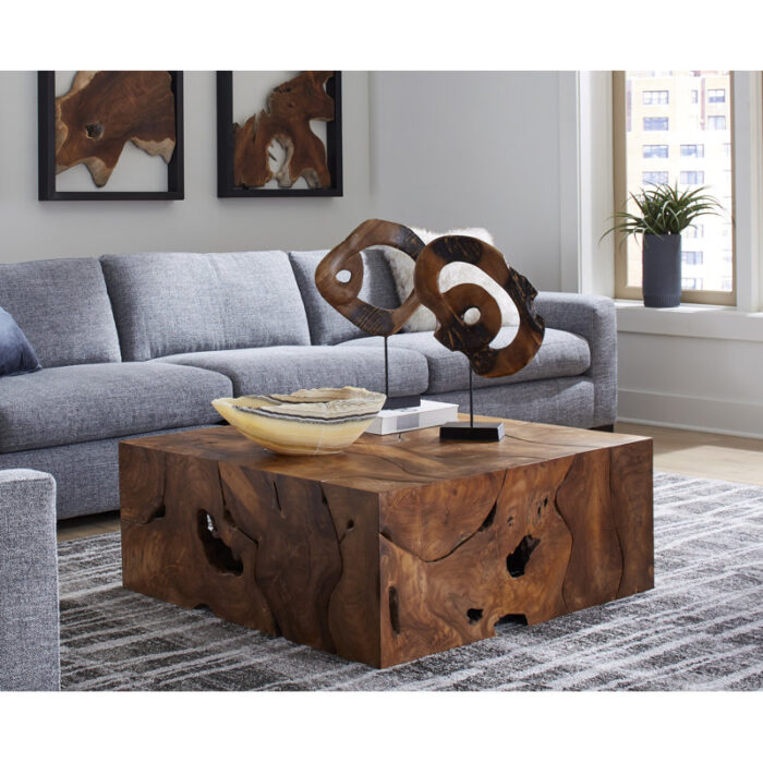 Carved Teak Swirl on Stand - Chic Decora