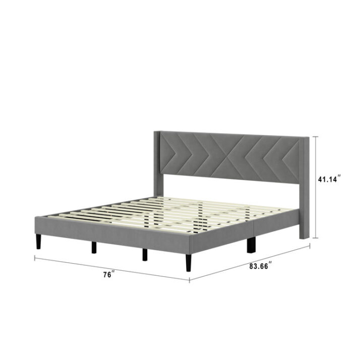 Cassie Upholstered Platform Bed Frame with Modern & Stylish Headboard - Chic Decora