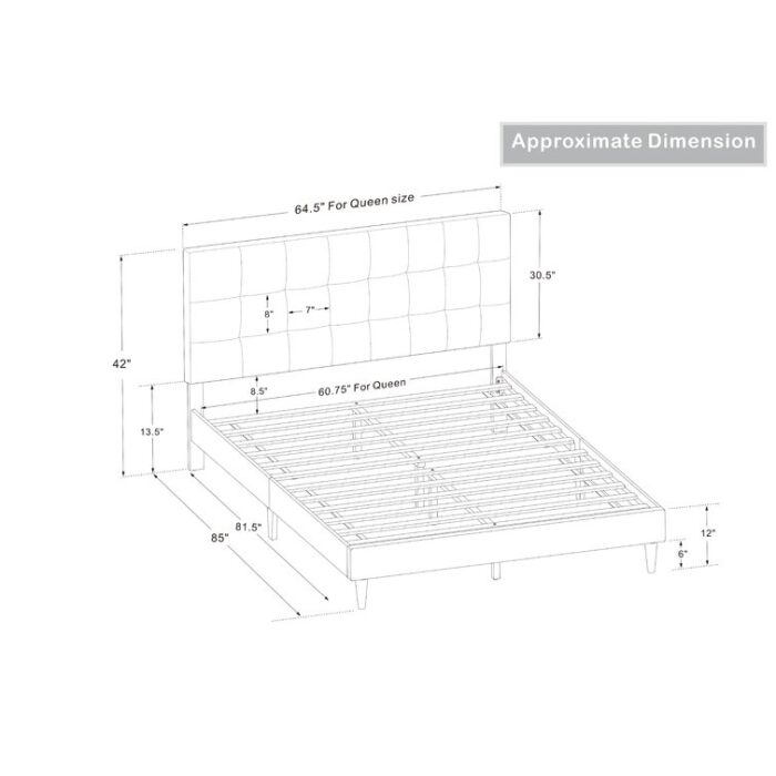 Caughey Upholstered Platform Bed - Chic Decora