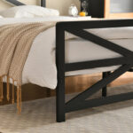 Cedrial Thickened steel metal platform bed frame with vintage style headboard and footboard - Chic Decora