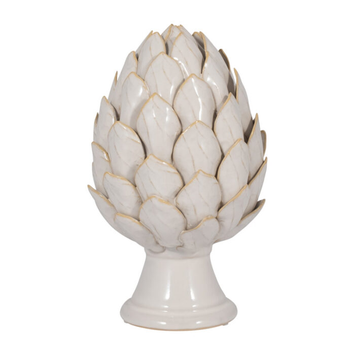 Ceramic 10″ Ivory Artichoke Sculpture, Crafted from high-quality ceramic – 6″ x 6″ x 10″ - Chic Decora