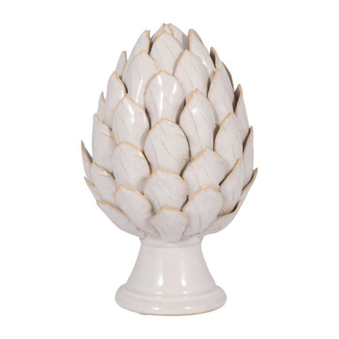 Ceramic 10″ Ivory Artichoke Sculpture, Crafted from high-quality ceramic – 6″ x 6″ x 10″ - Chic Decora