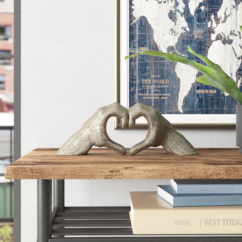 Ceramic Heart Shaped Hands Statue - Chic Decora