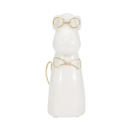 Ceramic Puppy with Glasses Figurine - Chic Decora