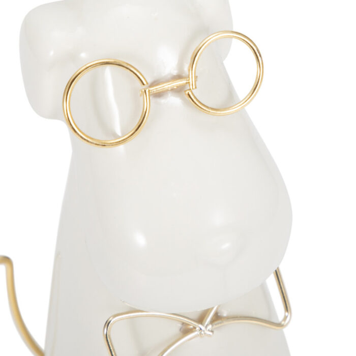 Ceramic Puppy with Glasses Figurine - Chic Decora