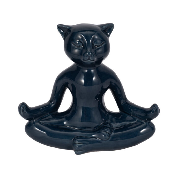 Ceramic Yoga Cat Figurine, Elegant Ceramic Centerpiece, Distinctive Accent for Your Décor - Chic Decora