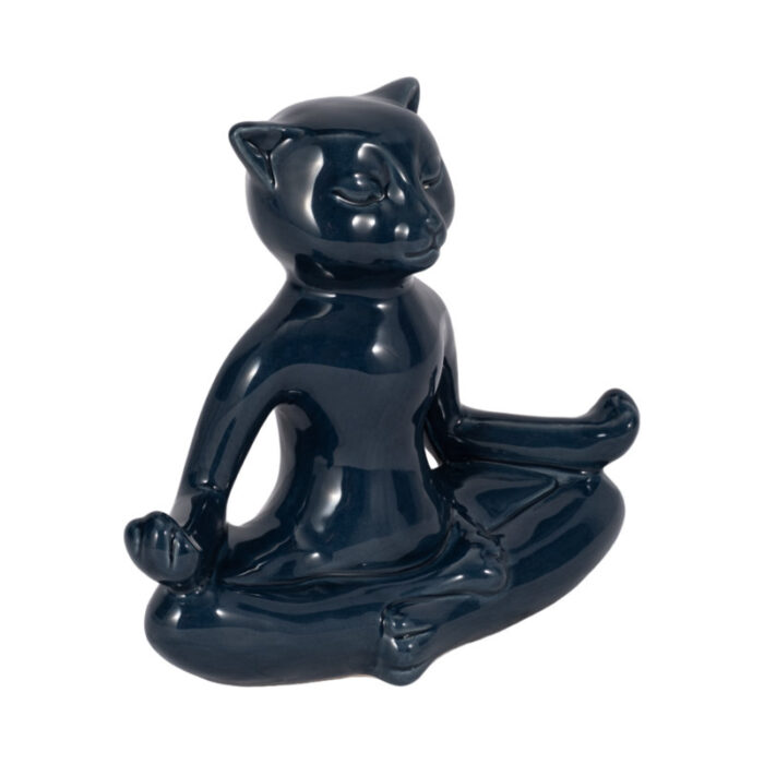 Ceramic Yoga Cat Figurine, Elegant Ceramic Centerpiece, Distinctive Accent for Your Décor - Chic Decora