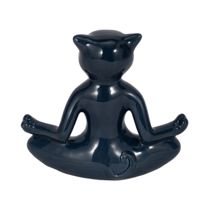 Ceramic Yoga Cat Figurine, Elegant Ceramic Centerpiece, Distinctive Accent for Your Décor - Chic Decora