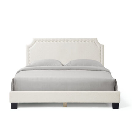 Arcola Upholstered Platform Bed with Side Tray - Chic Decora