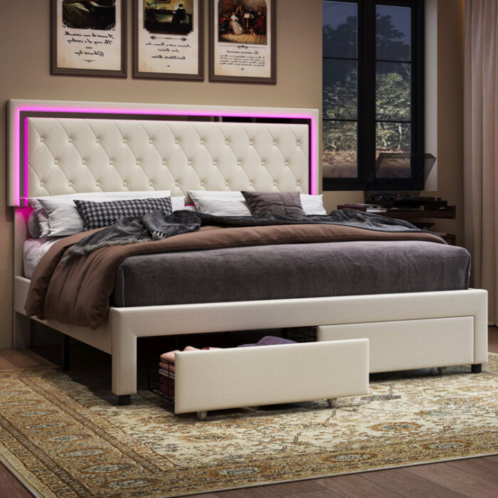 Chantaya Upholstered Platform Storage Bed - Chic Decora