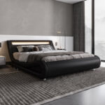 Charlesten Vegan Leather Metal Platform Bed - Chic Decora