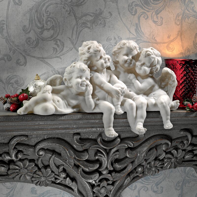 Cherub Conclave Shelf Sitting Angel Figurine - Chic Decora