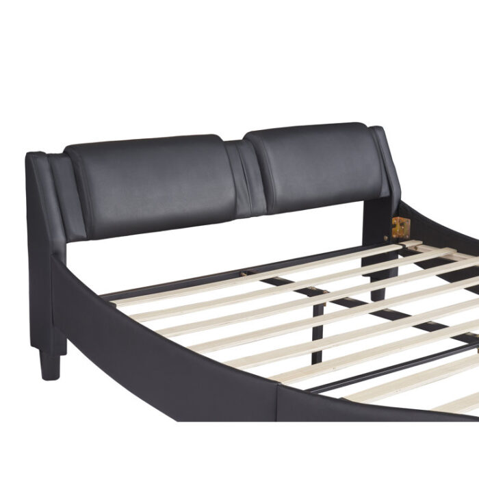 Chestervyn Upholstered Bed, Bed Frame with Slatted, Platform Bed with LED Light - Chic Decora