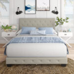 Chloe Linen Upholstered Platform Bed Frame - Chic Decora