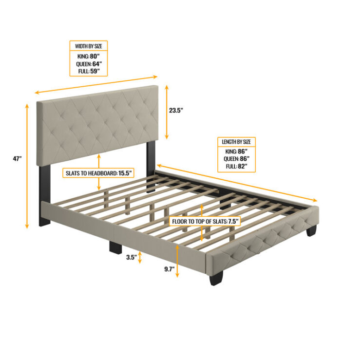 Chloe Linen Upholstered Platform Bed Frame - Chic Decora