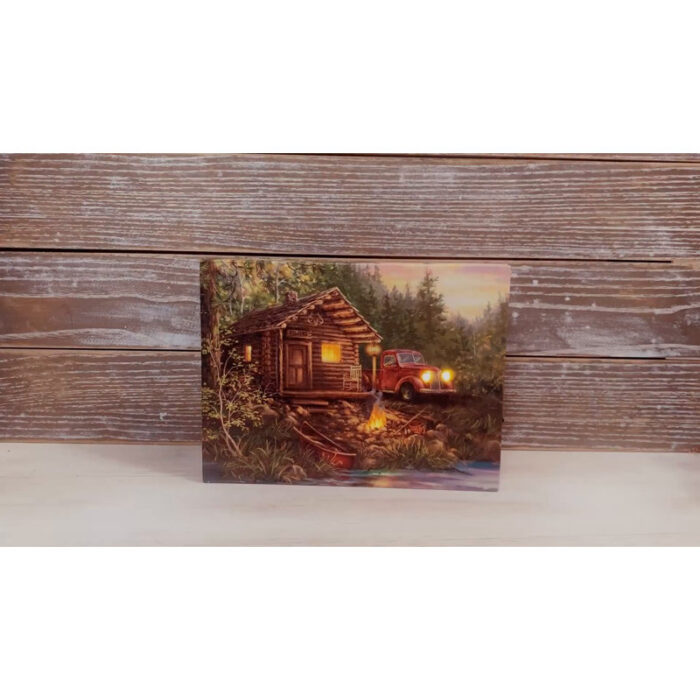 Cimino – Cabin Life 8 x 6 Mini Lighted Easel Back Canvas - Chic Decora