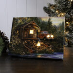 Cimino – Cabin Life 8 x 6 Mini Lighted Easel Back Canvas - Chic Decora