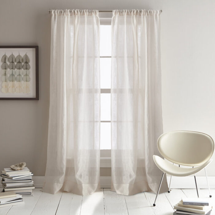 City Sky Polyester Sheer Curtain Pair (Set of 2) - Chic Decora