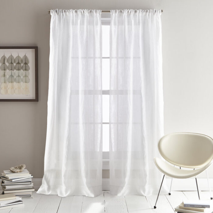 City Sky Polyester Sheer Curtain Pair (Set of 2) - Chic Decora