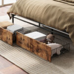 Cleisthenes Storage Bed Frame with Bookcase Headboard and Drawer - Chic Decora