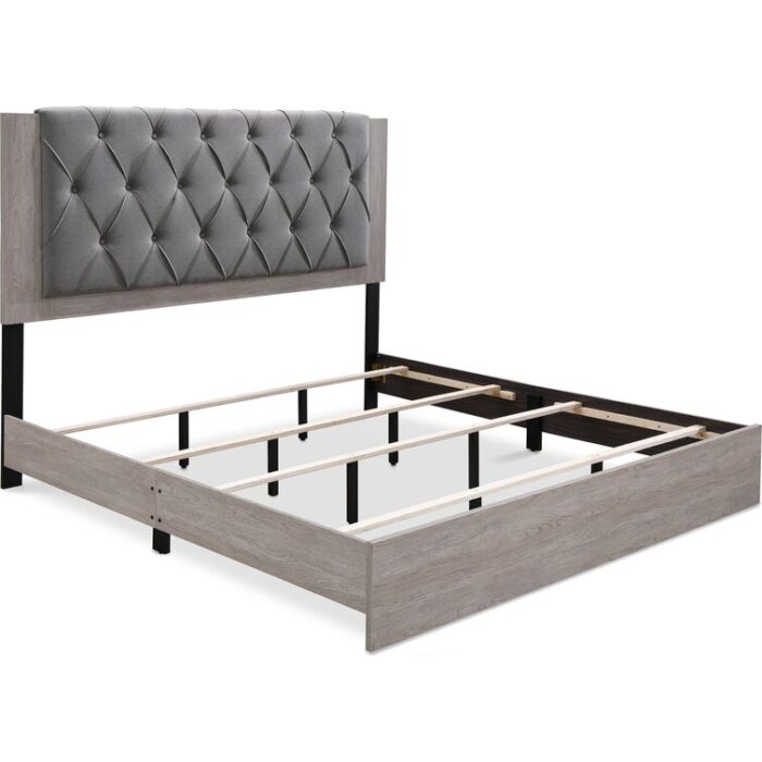 ClickDecor Kenton Panel Bed Frame with Diamond Tufted Upholstered Headboard - Chic Decora