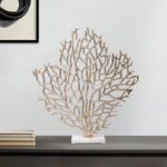 Coastal 21″ Gold Coral Branch Sculpture – 19″ x 4″ x 21″ - Chic Decora