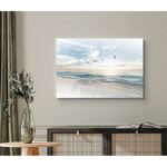 Coastal Beach Sunrise on The Beachy Scene Seagull Coastal Modern Large Canvas Print Wall Art Bedroom Decoration - Chic Decora