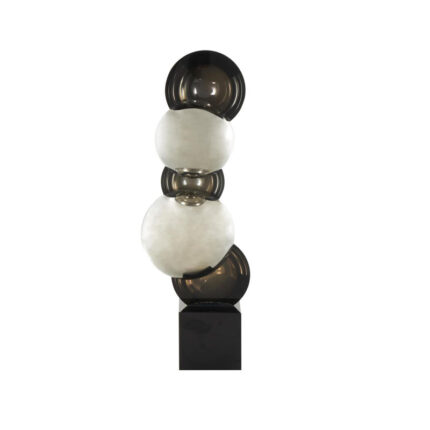 Cole And Grey Glass Stacked Orb Abstract Sculpture With Black Base - Chic Decora