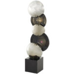 Cole And Grey Glass Stacked Orb Abstract Sculpture With Black Base - Chic Decora