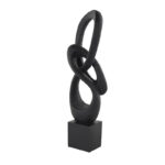 Cole And Grey Polystone Intertwined Loop Abstract Sculpture With Block Base - Chic Decora