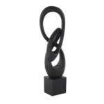 Cole And Grey Polystone Intertwined Loop Abstract Sculpture With Block Base - Chic Decora