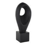 Cole And Grey Polystone Textured Cutout Teardrop Abstract Sculpture With Block Base - Chic Decora