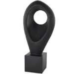 Cole And Grey Polystone Textured Cutout Teardrop Abstract Sculpture With Block Base - Chic Decora