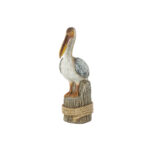 Cole And Grey Resin Textured Pelican Sculpture With Brown Block And Shiny Accents - Chic Decora