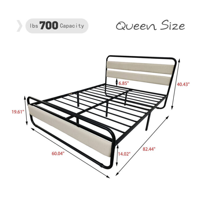 Connan Upholstered Metal Open-Frame Bed - Chic Decora