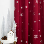 Corderius Polyester Snowflake Silver Foil Print Blackout Thermal Grommet Curtains (Set of 2) - Chic Decora