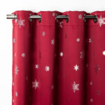 Corderius Polyester Snowflake Silver Foil Print Blackout Thermal Grommet Curtains (Set of 2) - Chic Decora