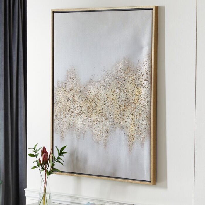 CosmoLiving by Cosmopolitan Canvas Glitter Flakes Geode Framed Wall Art with Frame - Chic Decora