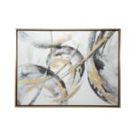 CosmoLiving by Cosmopolitan Gold Canvas Abstract Framed Wall Art with Gold Frame - Chic Decora