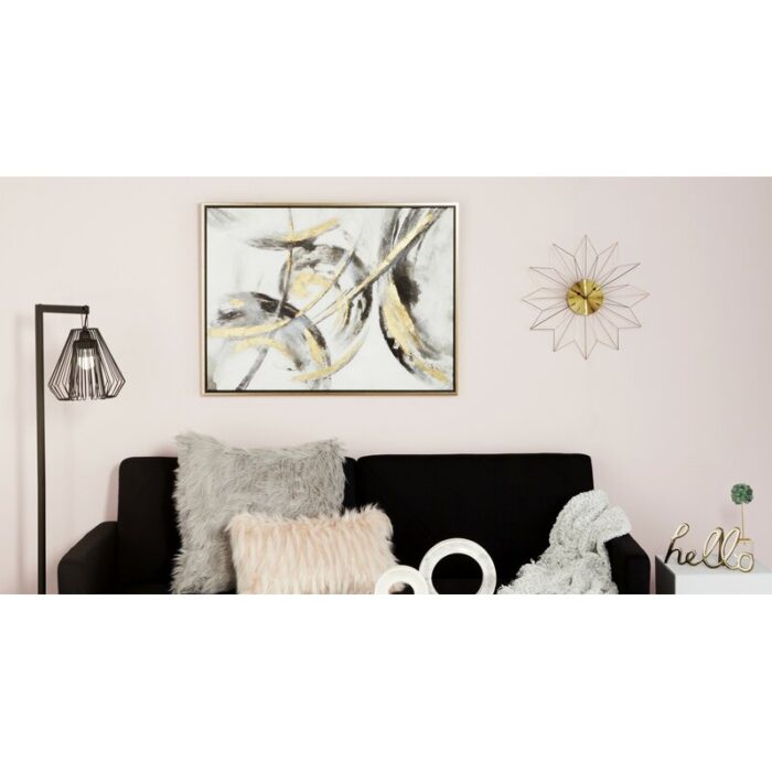 CosmoLiving by Cosmopolitan Gold Canvas Abstract Framed Wall Art with Gold Frame - Chic Decora