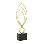 Cosmoliving By Cosmopolitan Gold Metal Contemporary Abstract Sculpture, 24 X 8 X 4 - Chic Decora