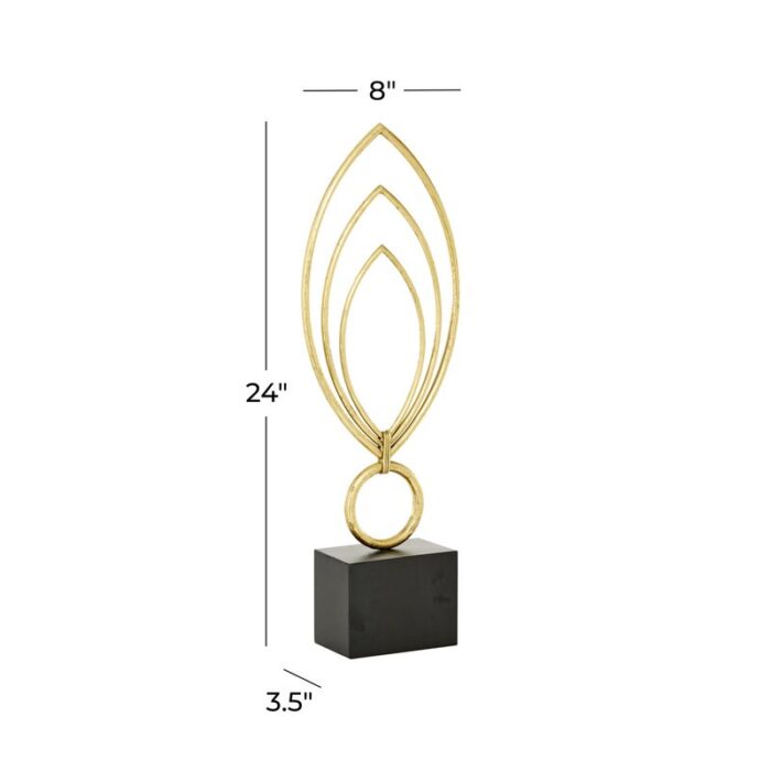 Cosmoliving By Cosmopolitan Gold Metal Contemporary Abstract Sculpture, 24 X 8 X 4 - Chic Decora